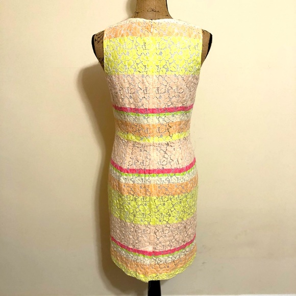 EUC! Ann Taylor Pastel Neon Lace Shift Dress Size 6P - Picture 3 of 9